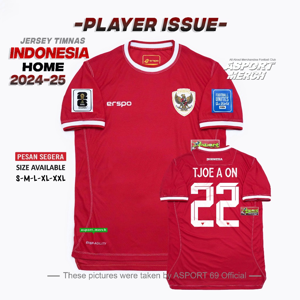 ERSPO インドネシア代表 ホーム 24/25 XL インドネシア代表 2024 ユニフォーム - ユニ11