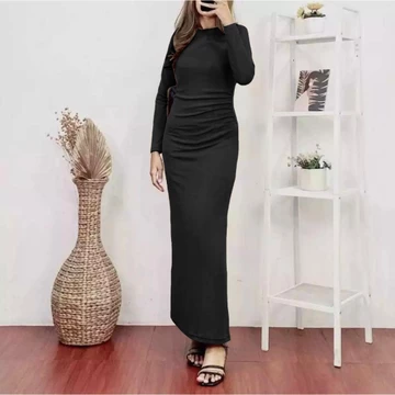 Orina Dres Knit Premium Long Dres Wanita Lengan Panjang Pres Body Long Dres Korean