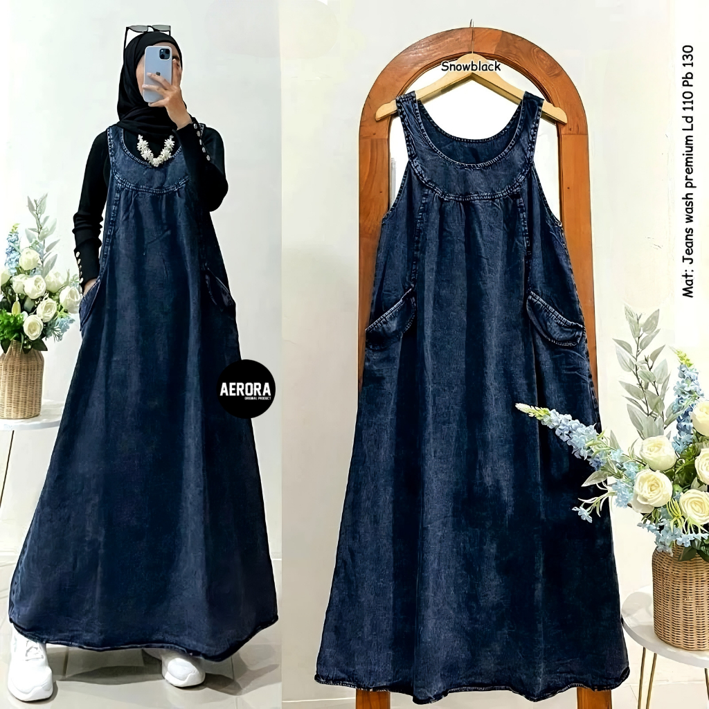 Jual Aerora Baju Kodok Overall Overal Dress Rok Panjang Jeans Wanita ...