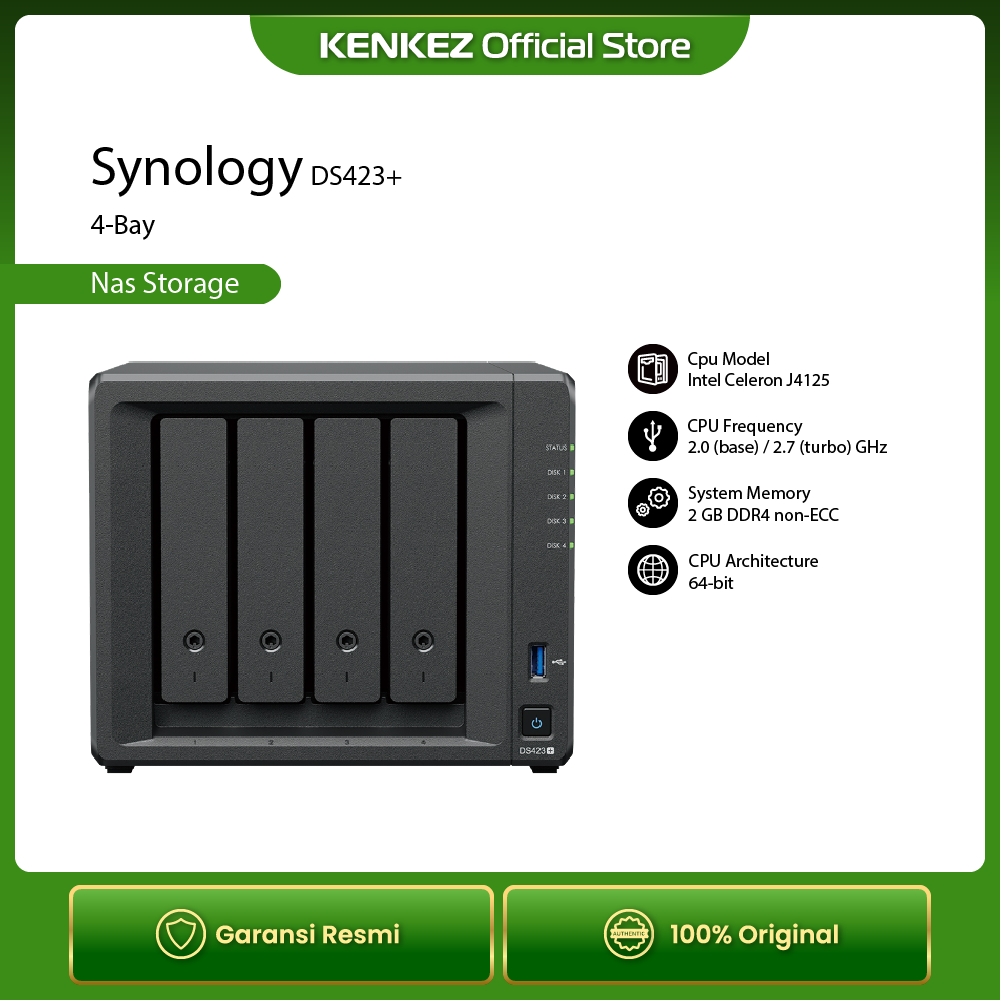 Jual Synology DS423+ DiskStation 4-Bay 2.0GHz / 2GB NAS Server Storage ...