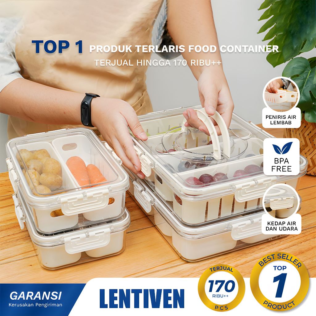 Jual LENTIVEN Kotak penyimpanan makanan Sayuran Buah Food Container ...