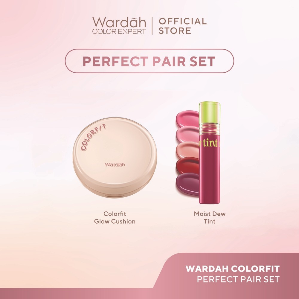 [BUNDLE] WARDAH Paket Perfect Pair Set - Colorfit Perfect Glow Cushion + Moist Dew Tint - Makeup