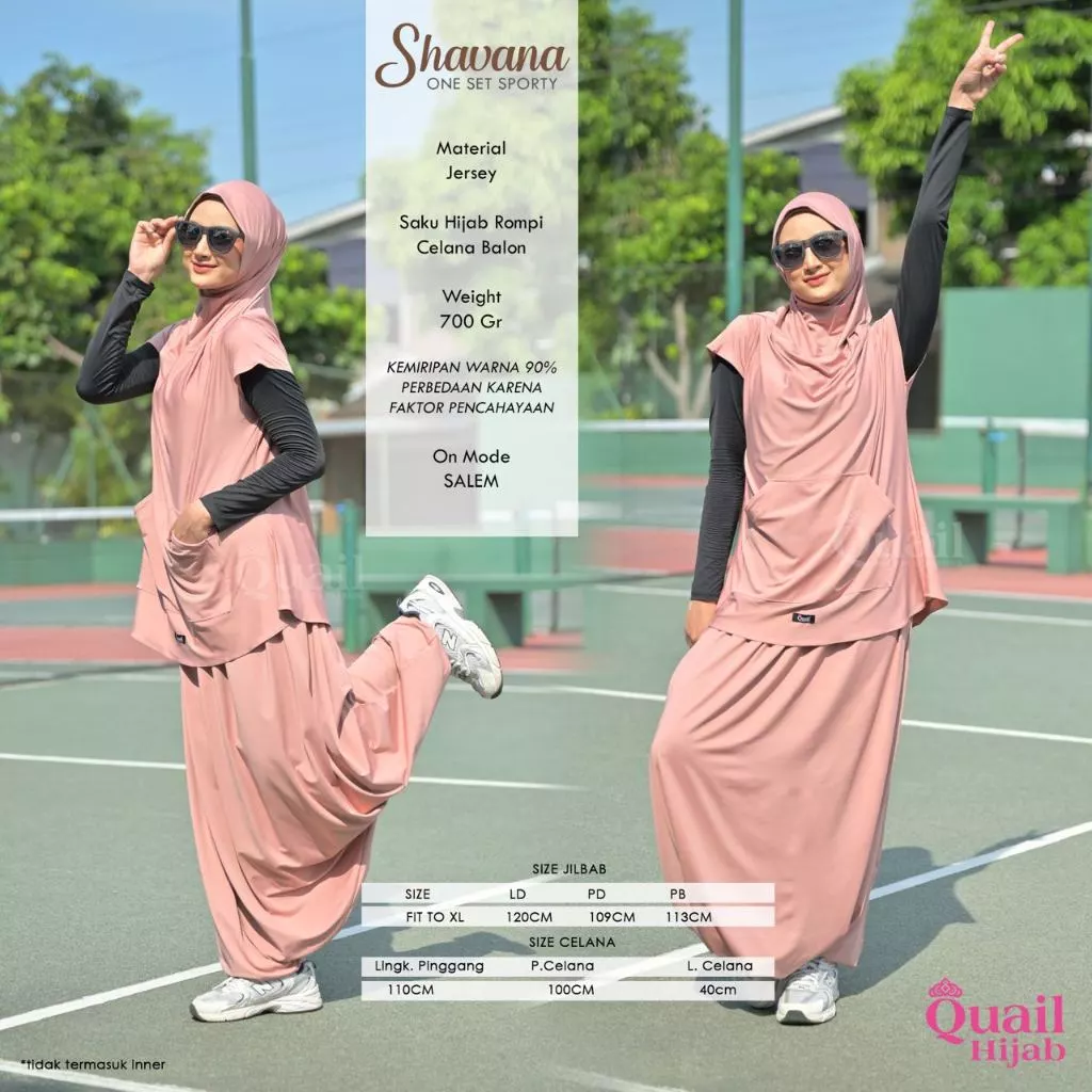 Hijab Quail Shavana Set Baju Olahraga Sporty Atasan dan Jilbab Rompi Vest