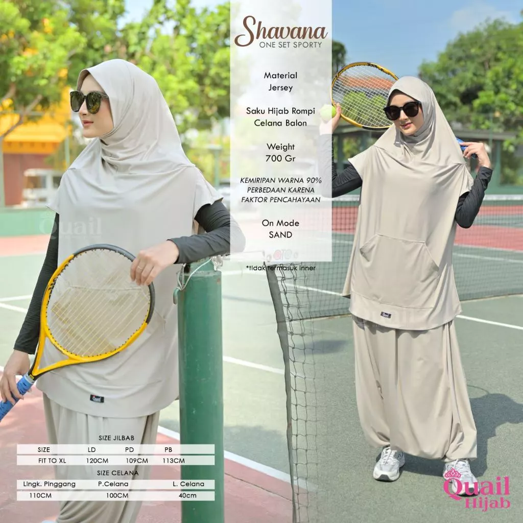 Hijab Quail Shavana Set Baju Olahraga Sporty Atasan dan Jilbab Rompi Vest