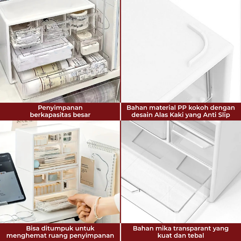 Jual Drawer Desk 6 Grid Storage Box Tempat Laci Peralatan Tulis Meja ...