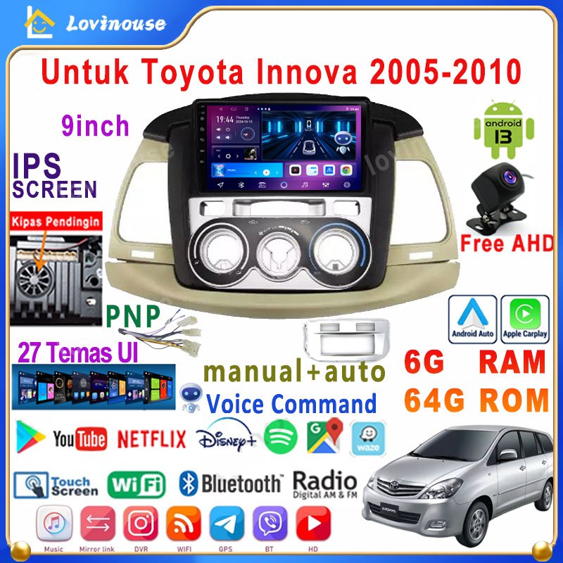 Jual Untuk Toyota Innova 2005-2010 6G+64G Android 13 Head Unit Termasuk ...