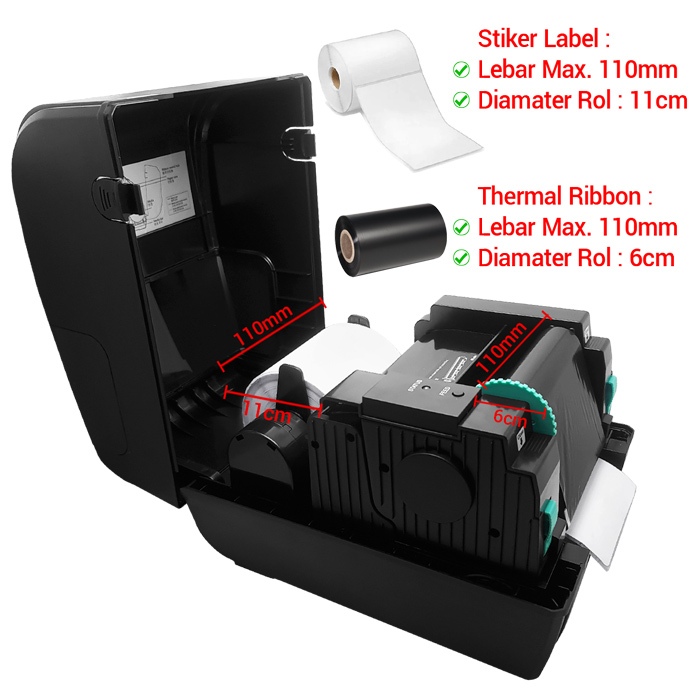 Jual MINIPOS MP-426B Printer Label Barcode 110mm Ribbon Direct Thermal ...