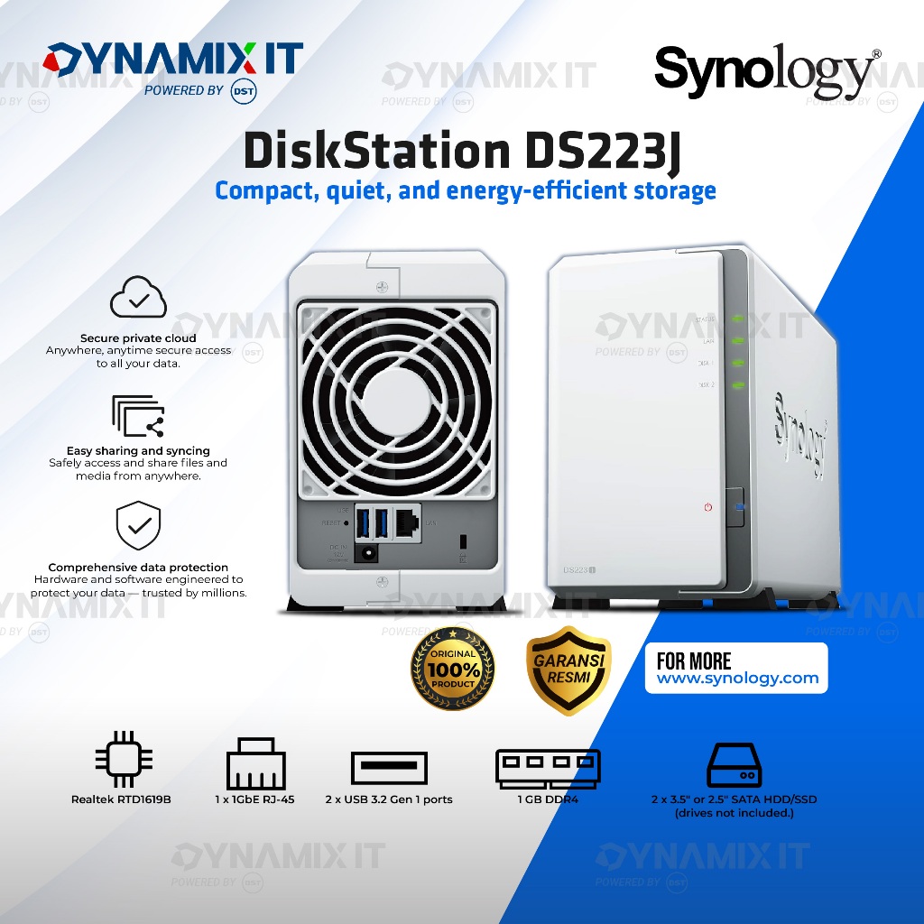 Jual Synology NAS DiskStation DS223J 2-Bay Personal Cloud NAS Storage ...