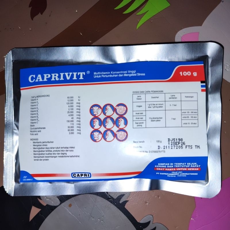 Jual CAPRIVIT 100 gram Multivitamin Konsentrasi Tinggi Ayam Sapi Babi ...