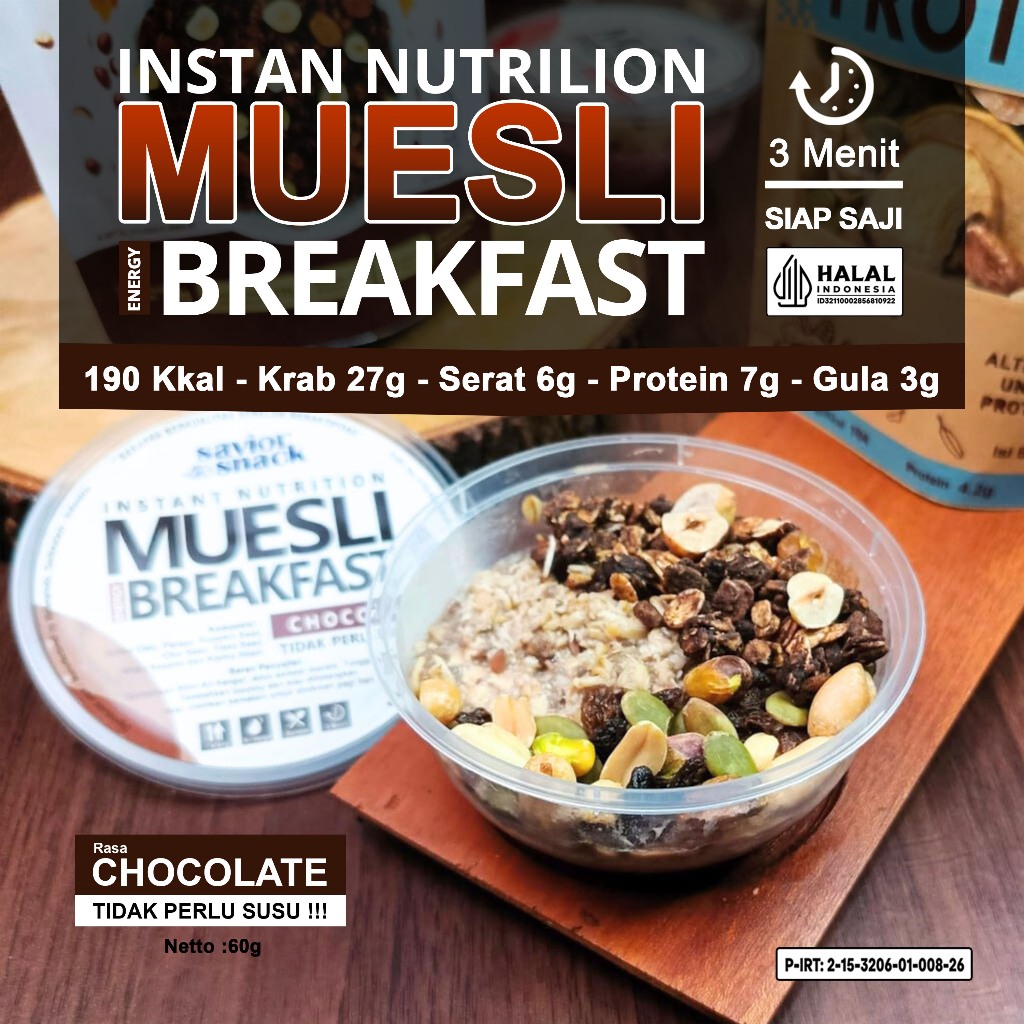 Jual MUESLI Rasa CHOCOLATE 3 Menit SIAP SAJI Tidak Perlu Susu ...