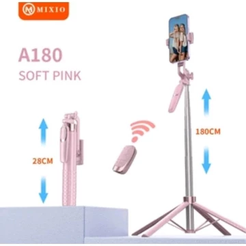 MIXIO A180 Quadpod Macaron 180CM Tripod Tongsis Bluetooth Premium Remote Multifungsi Selfie