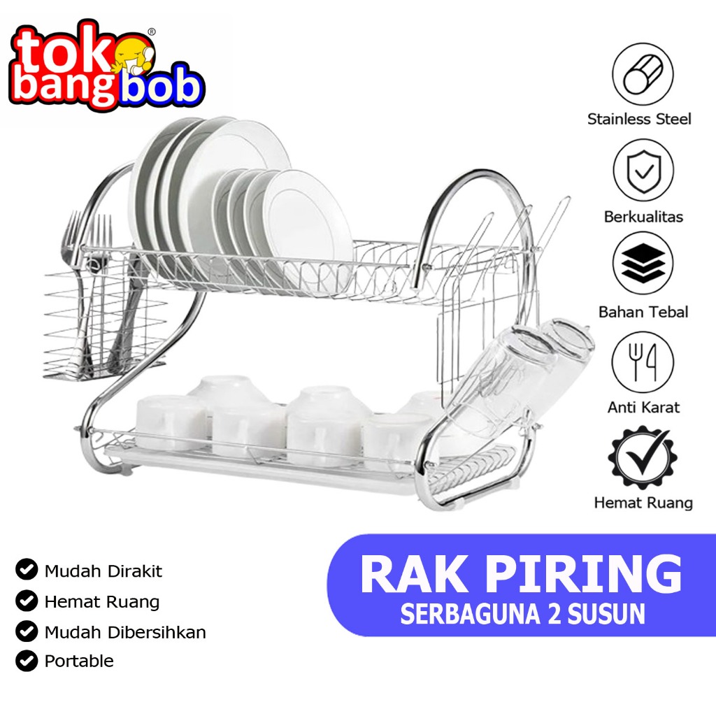 Jual Rak Piring Stainless 2 Susun Rak Peralatan Dapur 2 Tingkat ...