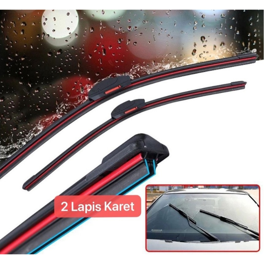 Jual Wiper Dual Double Blade Frameless Mobil Karet Wiper | Shopee Indonesia