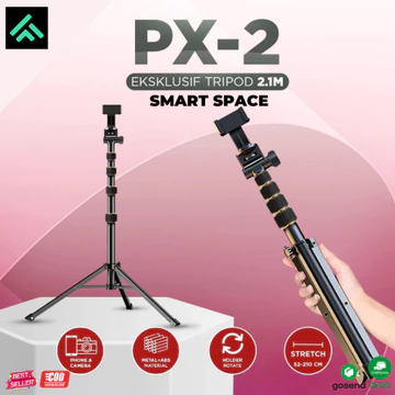 SMACE PX 2 Tripod Tinggi 2 1 Meter Include Holder Mini Ball Head Untuk Hp Ringlight Kamera