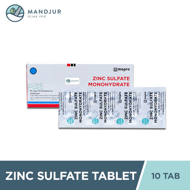 ZINC SULFATE GENERIK_01 20 MG 1 STRIP @ 10 TABLET DISPERSIBLE
