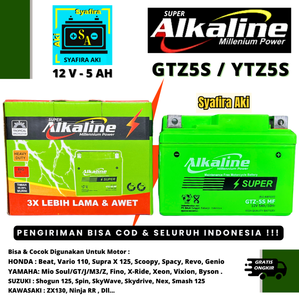 AKI MOTOR BEAT, SCOOPY, SUPRA X 125, BLADE, MIO SOUL ALKALINE GTZ5S MF