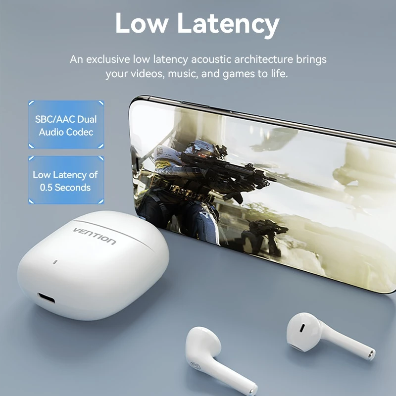 Vention TWS Headset Bluetooth Wireless Earphone Elf E02 White Series