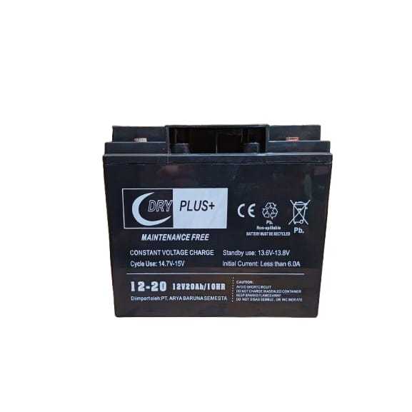 Jual AKI KERING MOTOR LISTRIK/ GENSET DRYPLUS+ 12V-20AH VRLA AKI KERING