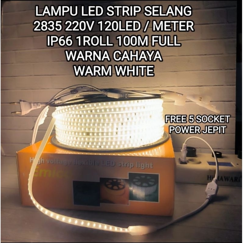 Jual EMICO LED STRIP LIGHT 2835 120LED/METER 220V WARM WHITE 3000K 100M ...