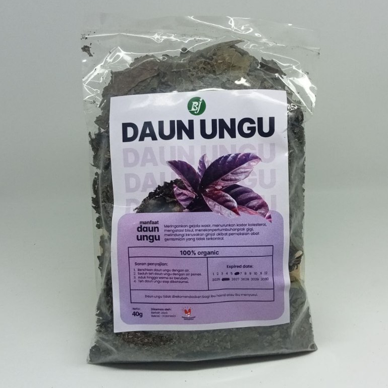 Jual Herbal Teh Seduh Daun Ungu 40 gram Curah Daun Ungu Kering Organik