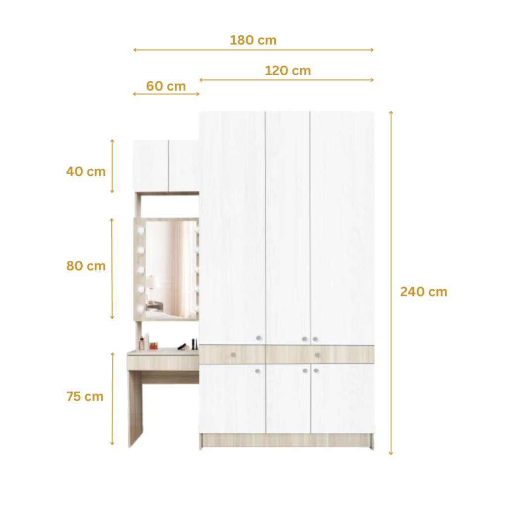Jual IDEA Irvine - Lemari Pakaian Set Meja Rias Kayu Wardrobe Putih ...