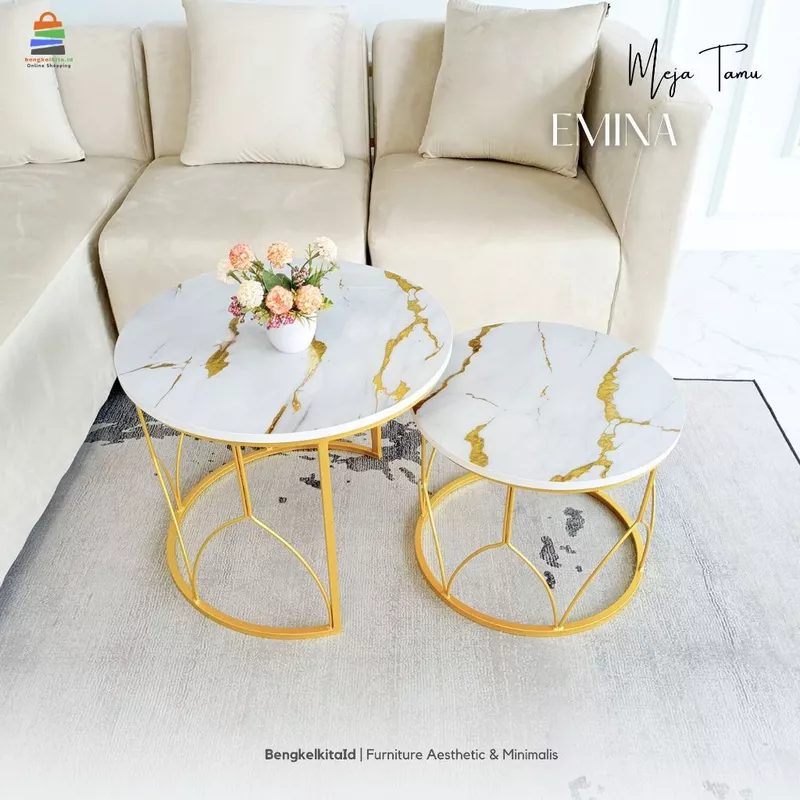 Aesthetic Round Nesting Coffee Table Set - MEJA EMINA - Modern Minimalist Besi Holo