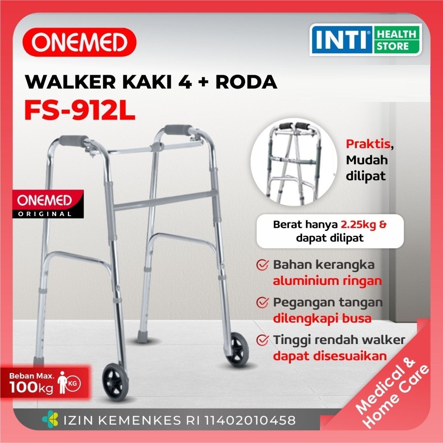 Jual Onemed | Walker + Roda FS 912 L | Tongkat Bantu Berjalan | Shopee ...