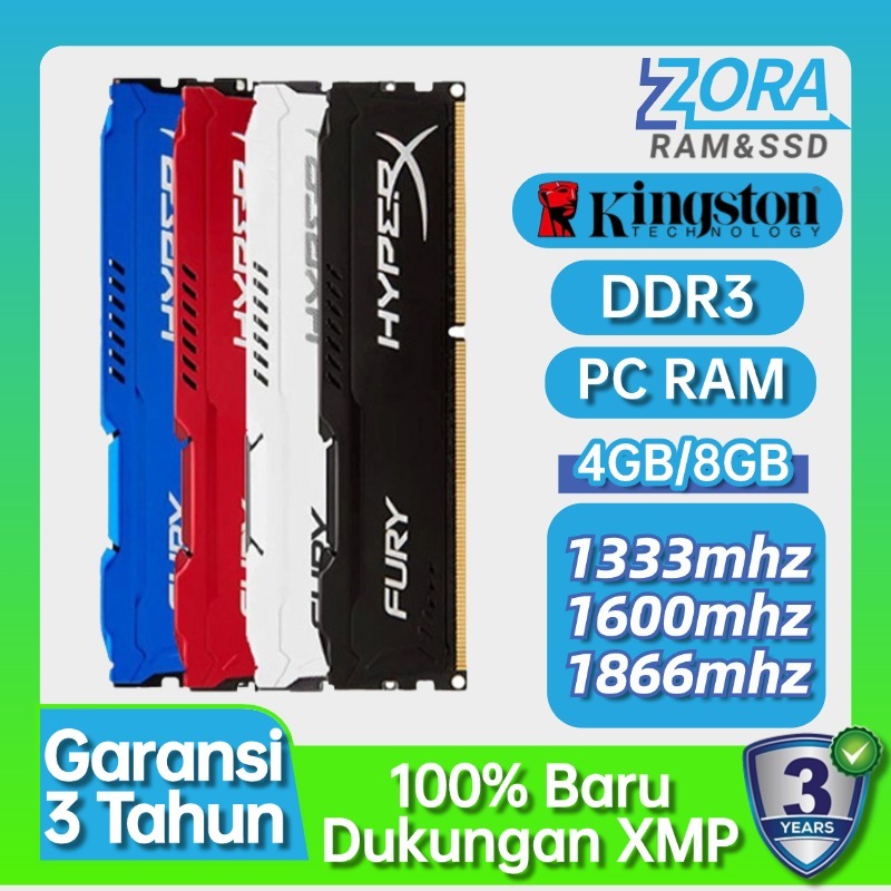 Jual RAM KINGSTON HYPER X FURY DDR3 4GB/8GB PC 12800 With heat