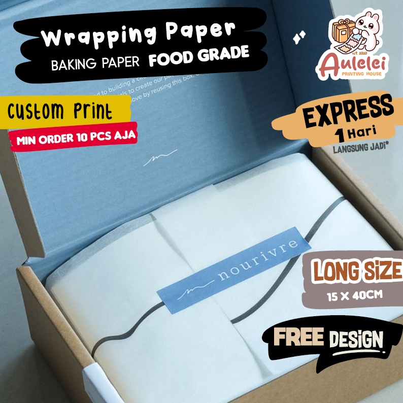 Jual (15x40cm) Wrapping Paper CUSTOM Paket Olshop/ Kertas Roti/Kertas ...