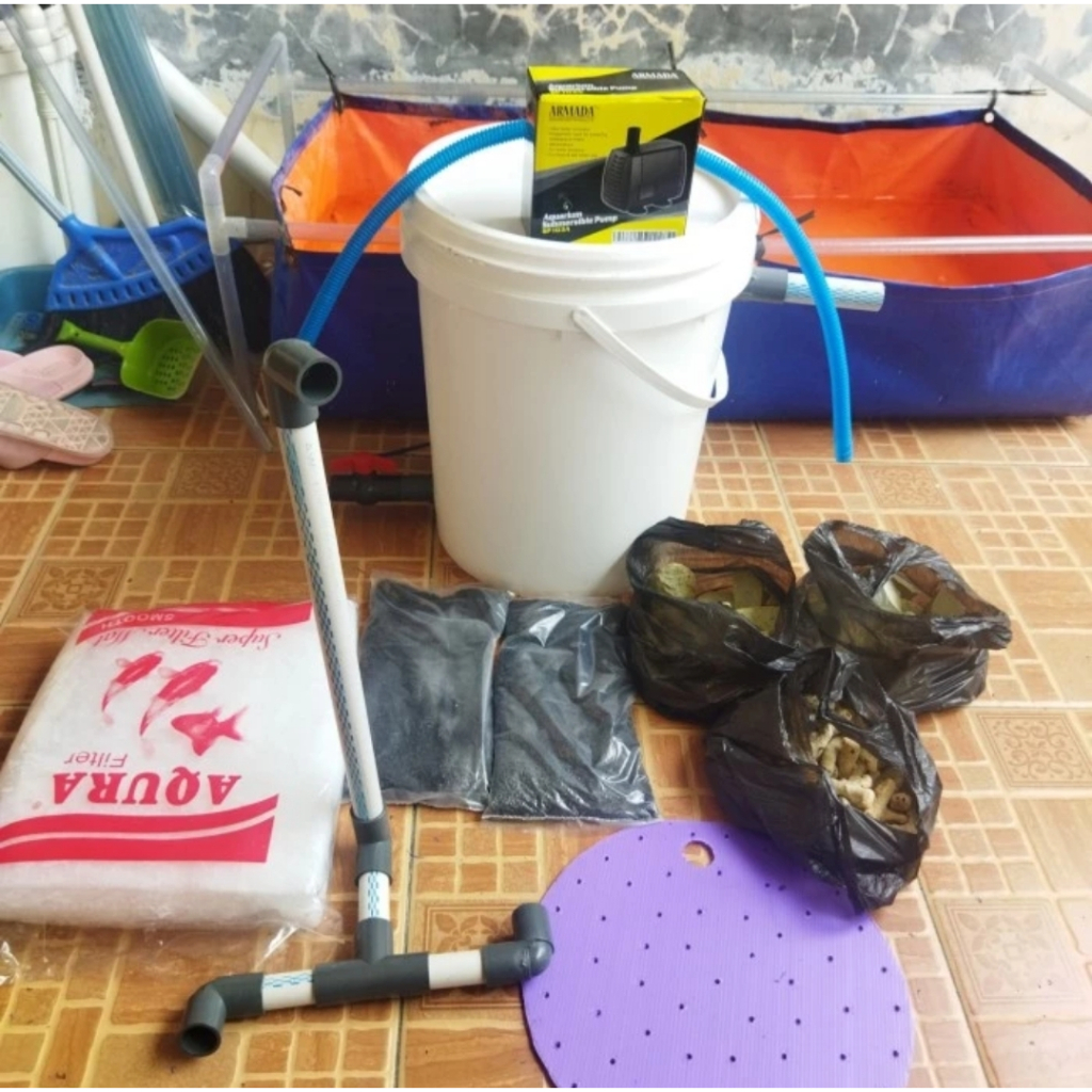 Jual ember filter kolam ikan koi lele, nila, gurame,kura kura. uk25L ...