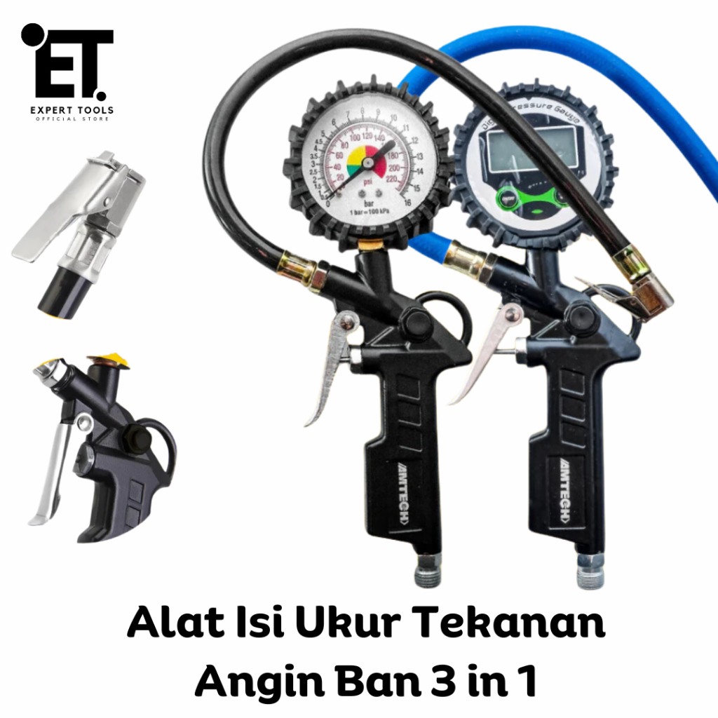 Jual Tire Inflator Air Pressure Gun Alat Isi Ukur Tekanan Angin Ban 3 ...