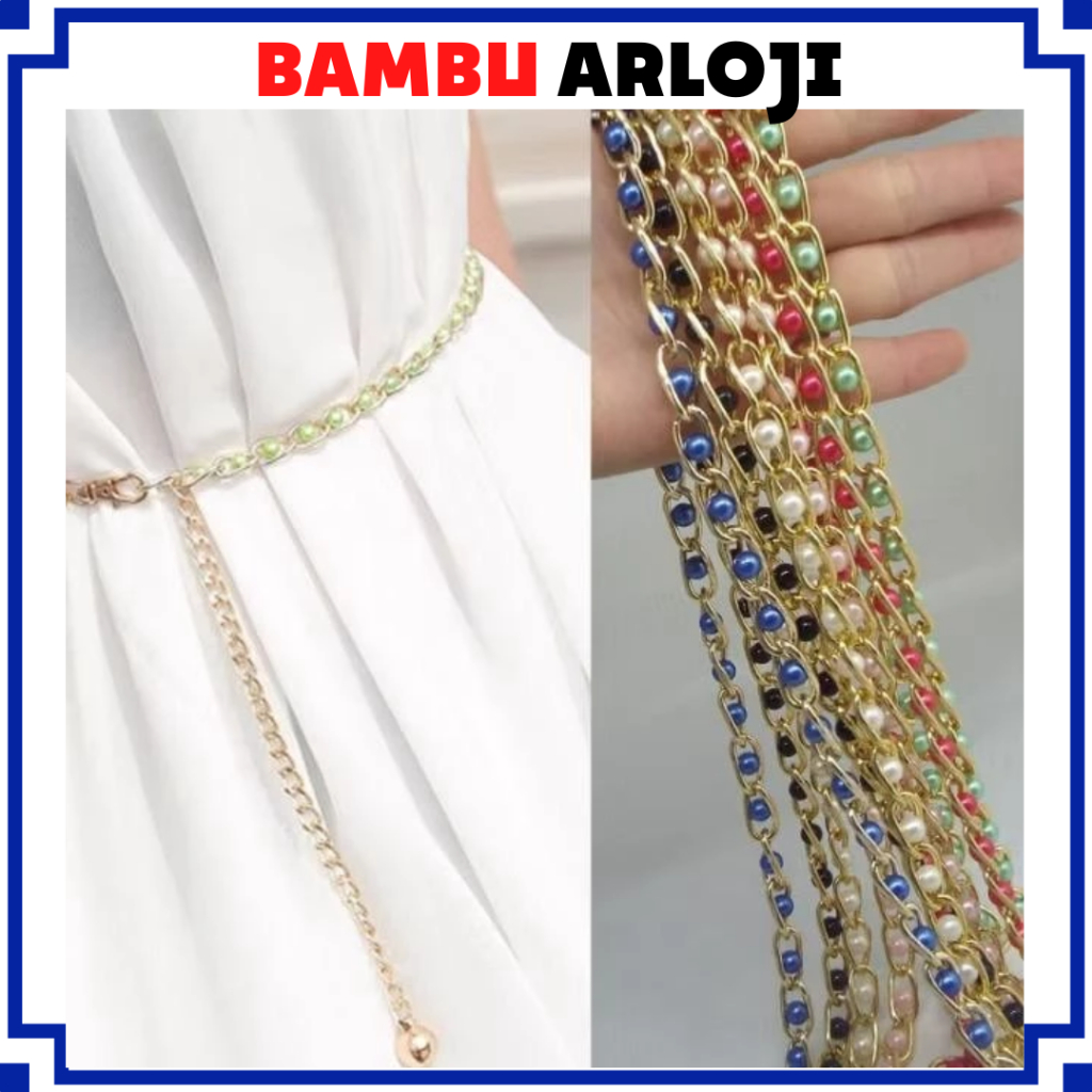 Jual BAJ Ikat Pinggang Belt Rantai Slim Mutiara Model Bahan Metal ...