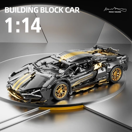 1280 Pcs Mobil Balap Lamborghini Batu Kayu, Mainan Anak dengan Pengontrol Jarak Jauh, Model Mobil Balap, Hadiah Anak
