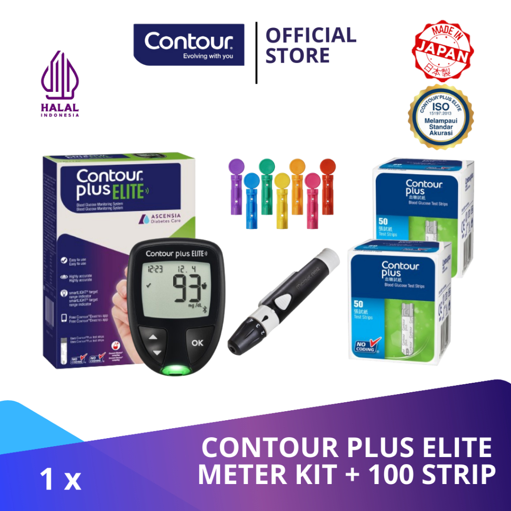 Jual Contour Plus Elite Meter + Strip 50x2Box | Shopee Indonesia