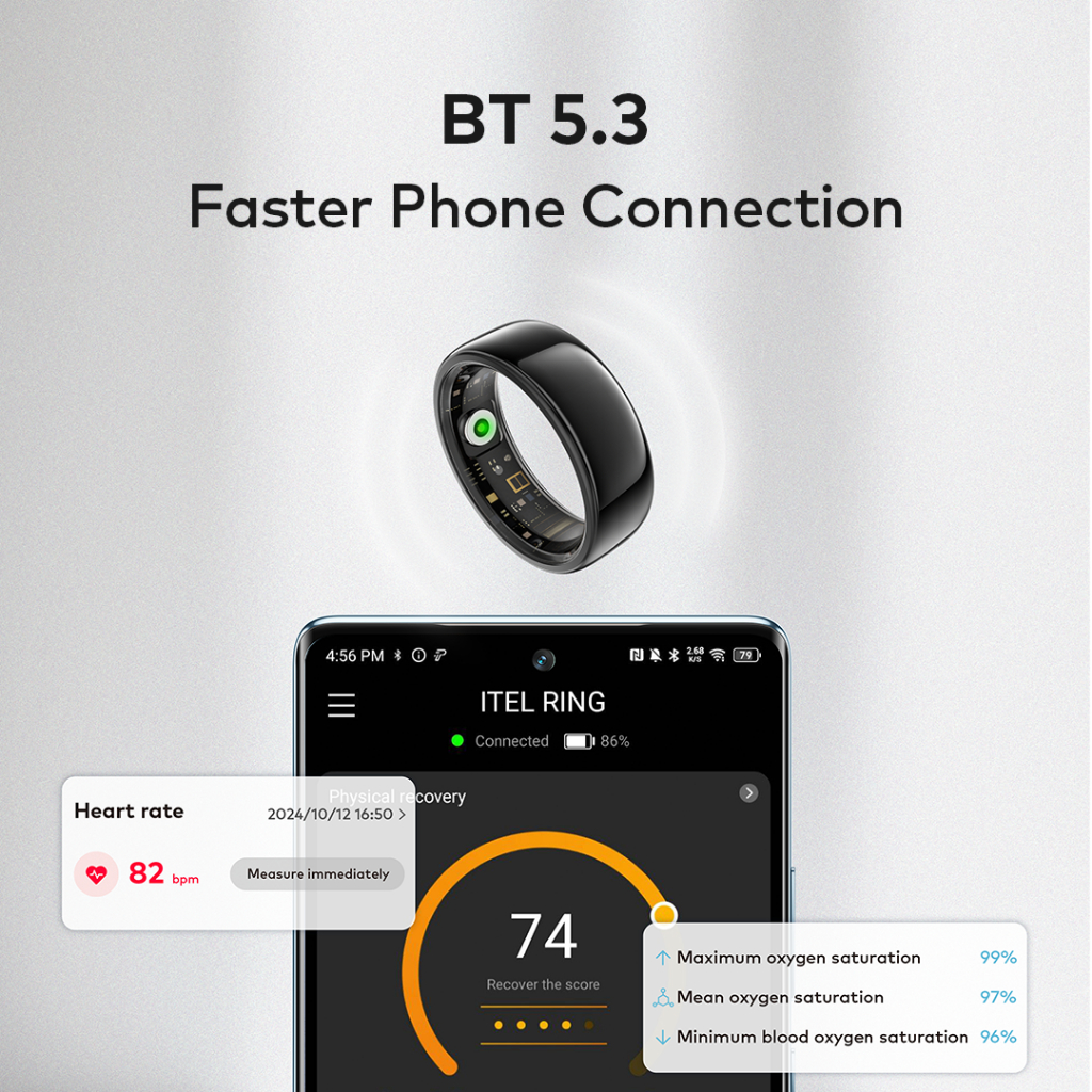 Jual itel Ring 24h Real Time Heart Rate /Blood Oxygen Testing / Sleep ...