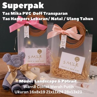 Jual Pcs X X Superpak Tas Mika Pvc Doff Transparan Gagang Bulat Kotak Tas Souvenir