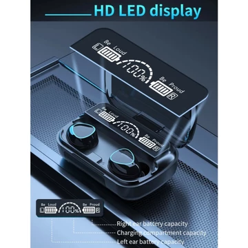 Headset Bluetooth TWS M10 Wireless 9D LED Digital Display Powerbank