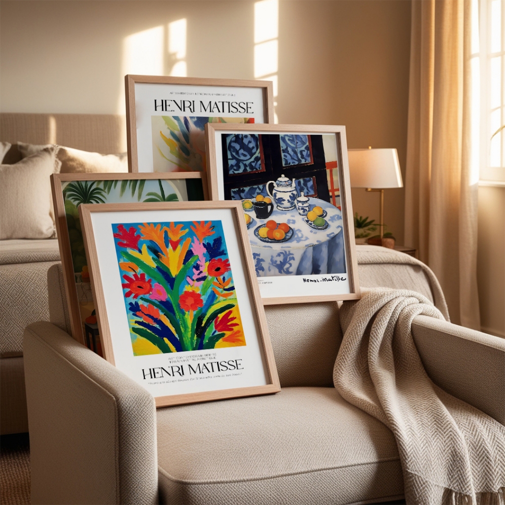 Jual Wall art print terinspirasi style lukisan Henri Matisse frame kayu ...