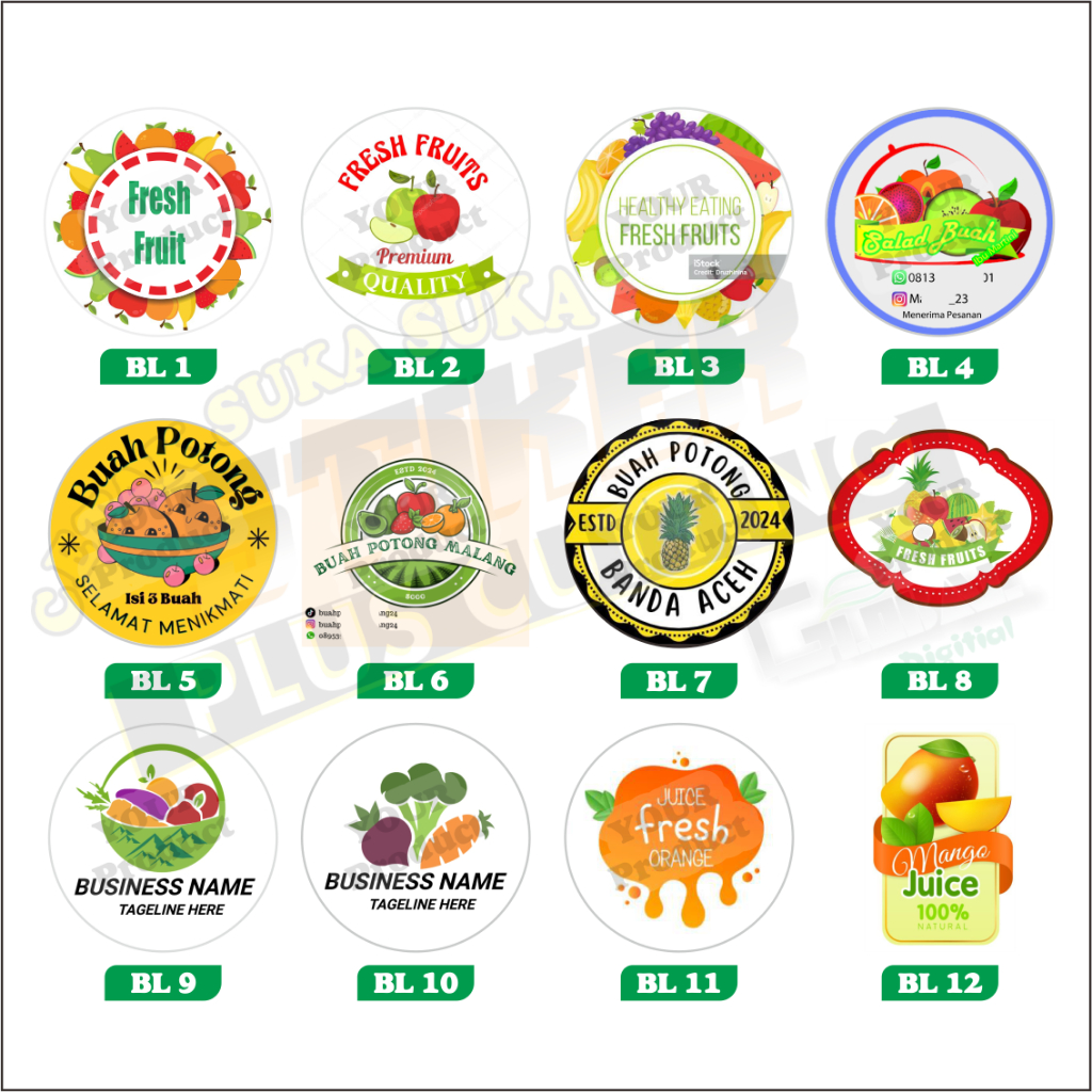 Jual STIKER BUAH / SALAD / FRUIT / STIKER BUAH RUJAK / STIKER CUSTOM ...