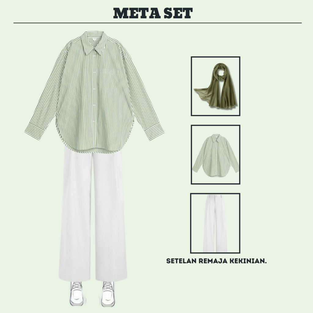 Jual SO - Meta Set | Outfit Remaja Kekinian Simple (Setelan Kemeja ...