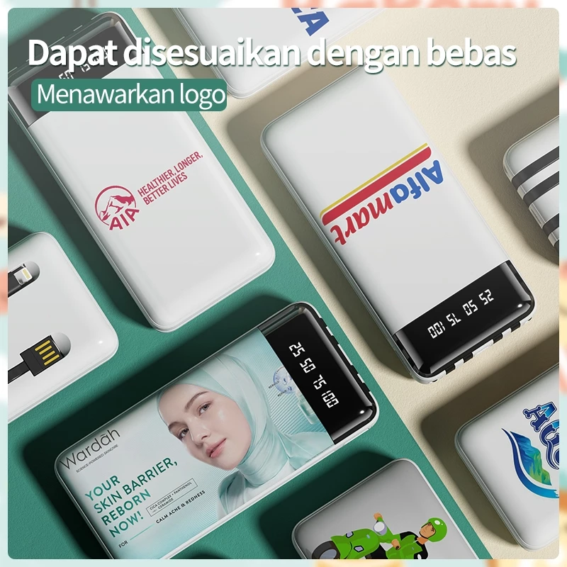 SKCBO - Custom Powerbank 20000 Mah 5in1 Fast Charging Kustom Power Bank Lightweight LED untuk iPhone dan Android