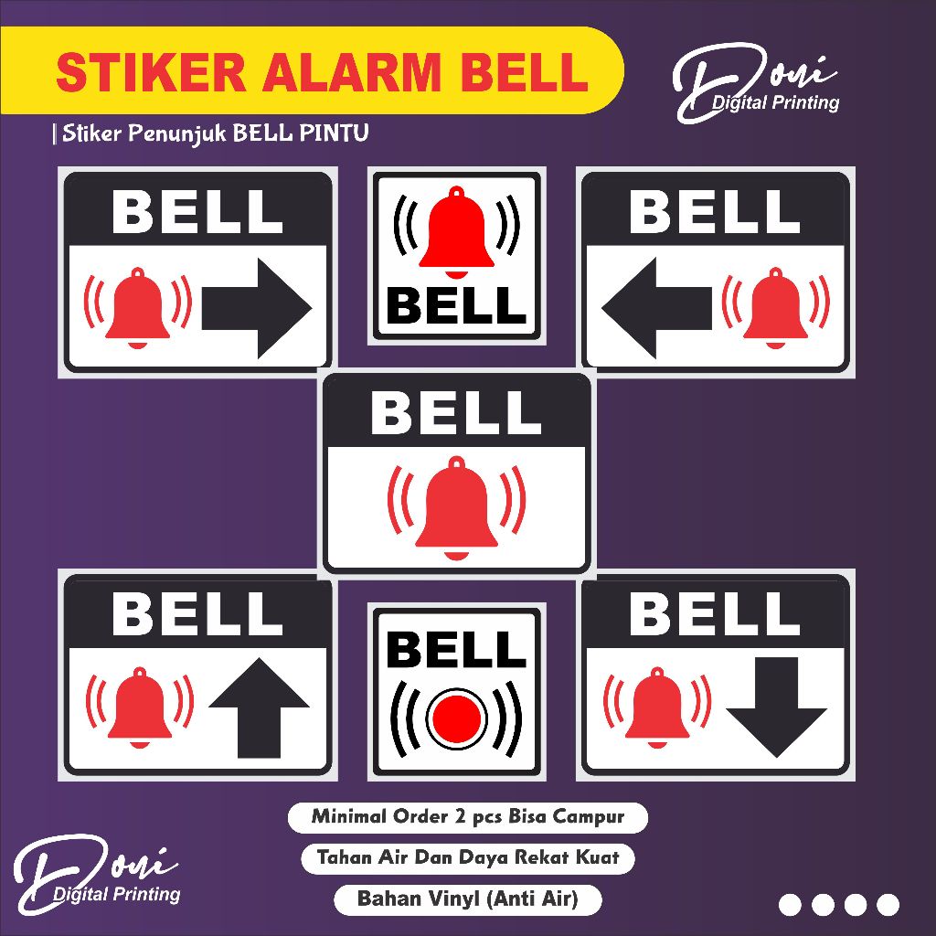 Jual Stiker Bell Rumah / stiker penunjuk bell rumah / sign sticker bell ...