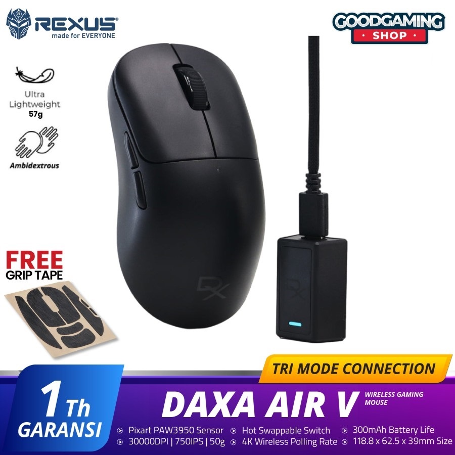Jual Rexus Mouse Gaming Daxa Air V / DX-V9 Triple Connection PAW3950 ...