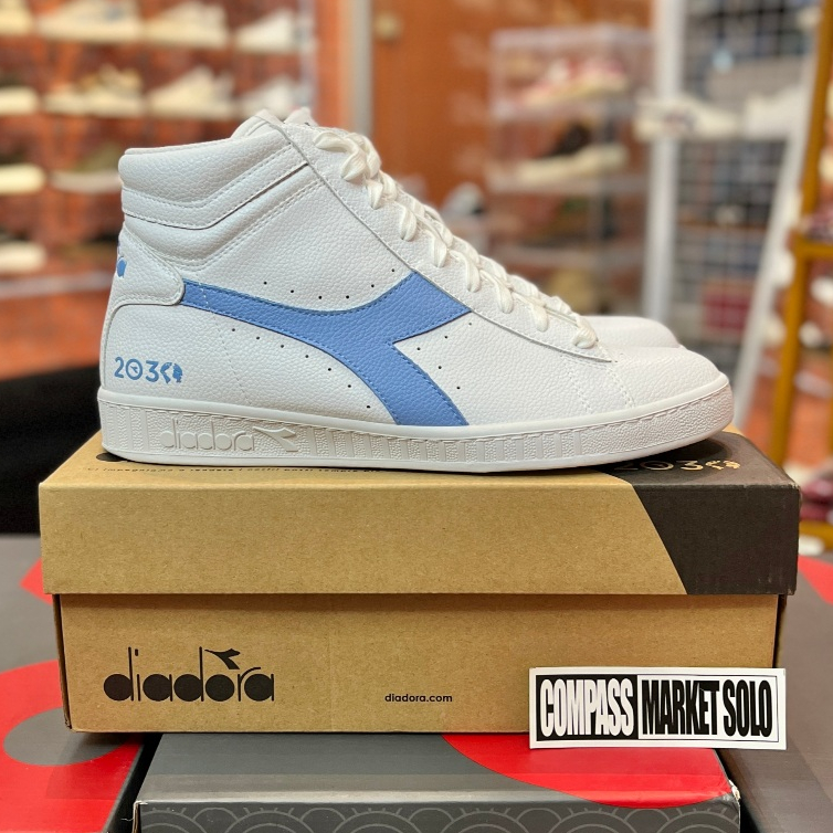 [ORIGINAL] DIADORA GAME L HIGH WHITE BLUE 2030 SNEAKERS PRIA CASUAL  DIADORA