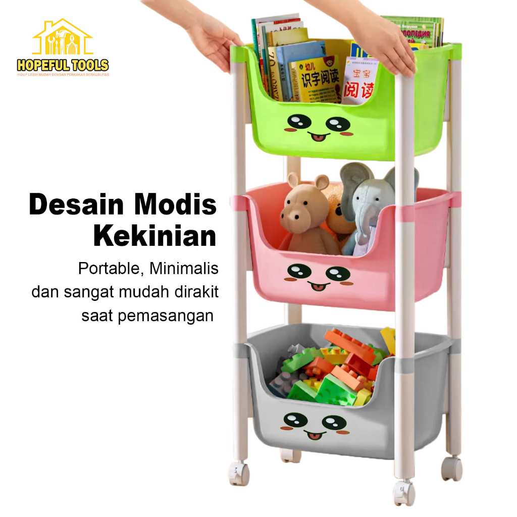 Jual Rak Troli Mainan Makanan Anak 3-4 Susun Beroda Keranjang Serbaguna ...
