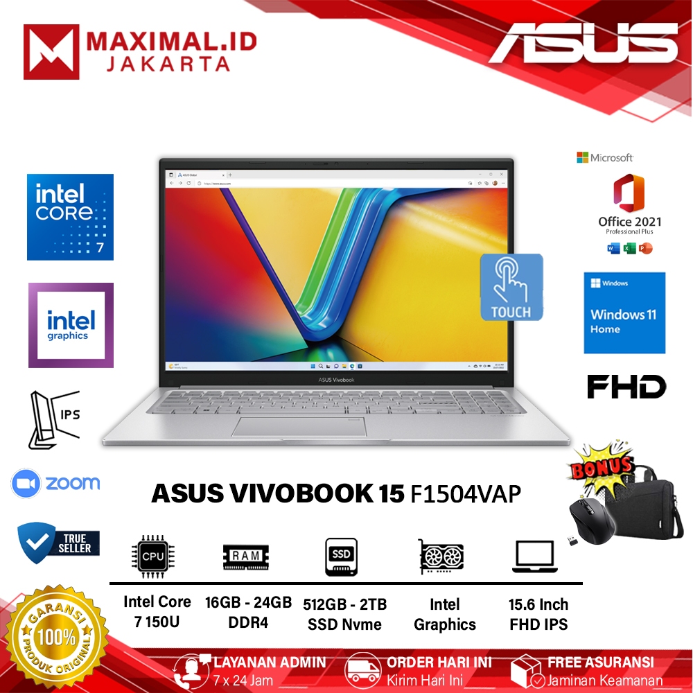 Jual Laptop ASUS VIVOBOOK 15 F1504VAP Intel 7 150U Ram 24GB 2TB SSD 15.