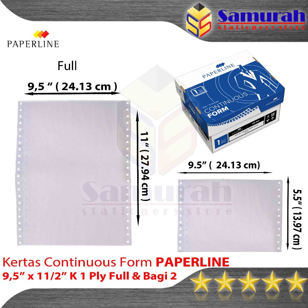 Jual Kertas Continuous Form Paperline 9,5 x 11 K1 Putih Full 1 PLY NCR ...