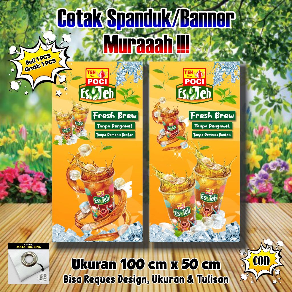 Jual Spanduk Banner Es Teh Poci Ukuran 50 cm x 100 cm | Shopee Indonesia
