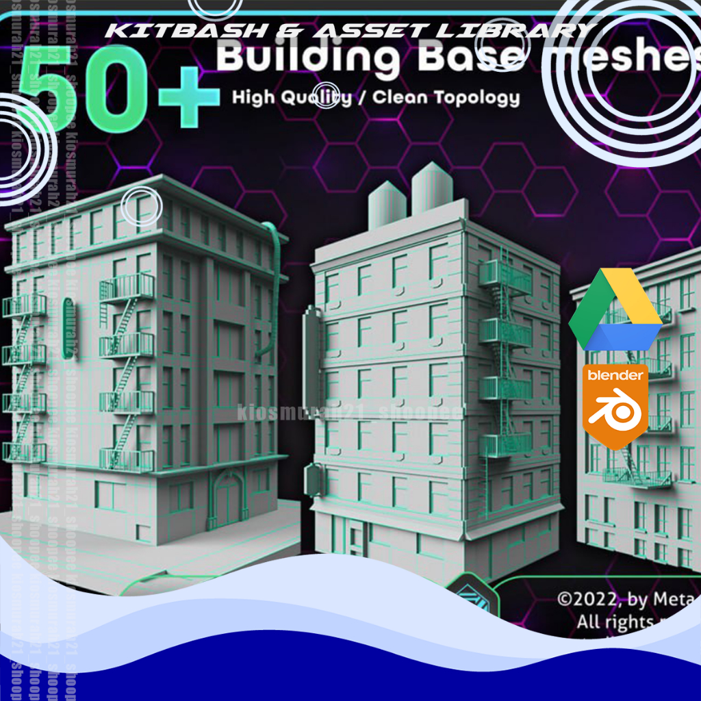 Jual 50 Building Base Mesh Kitbash 3D Blender 3D Model Asset Library ...