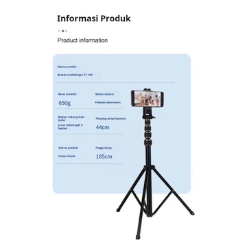 Tripod 2 1 Meter Besi Tripod Tongkat Selfie Ringlight HP Kamera Lengkap Tripod Holder HP